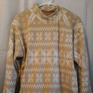 Fair Isle Holiday Sweater sz XL Dolman sleeve V-neck Layered for warmth! Beige